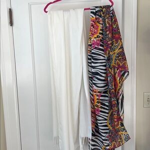 Colorful Zebra Print Scarf and White Scarf Set